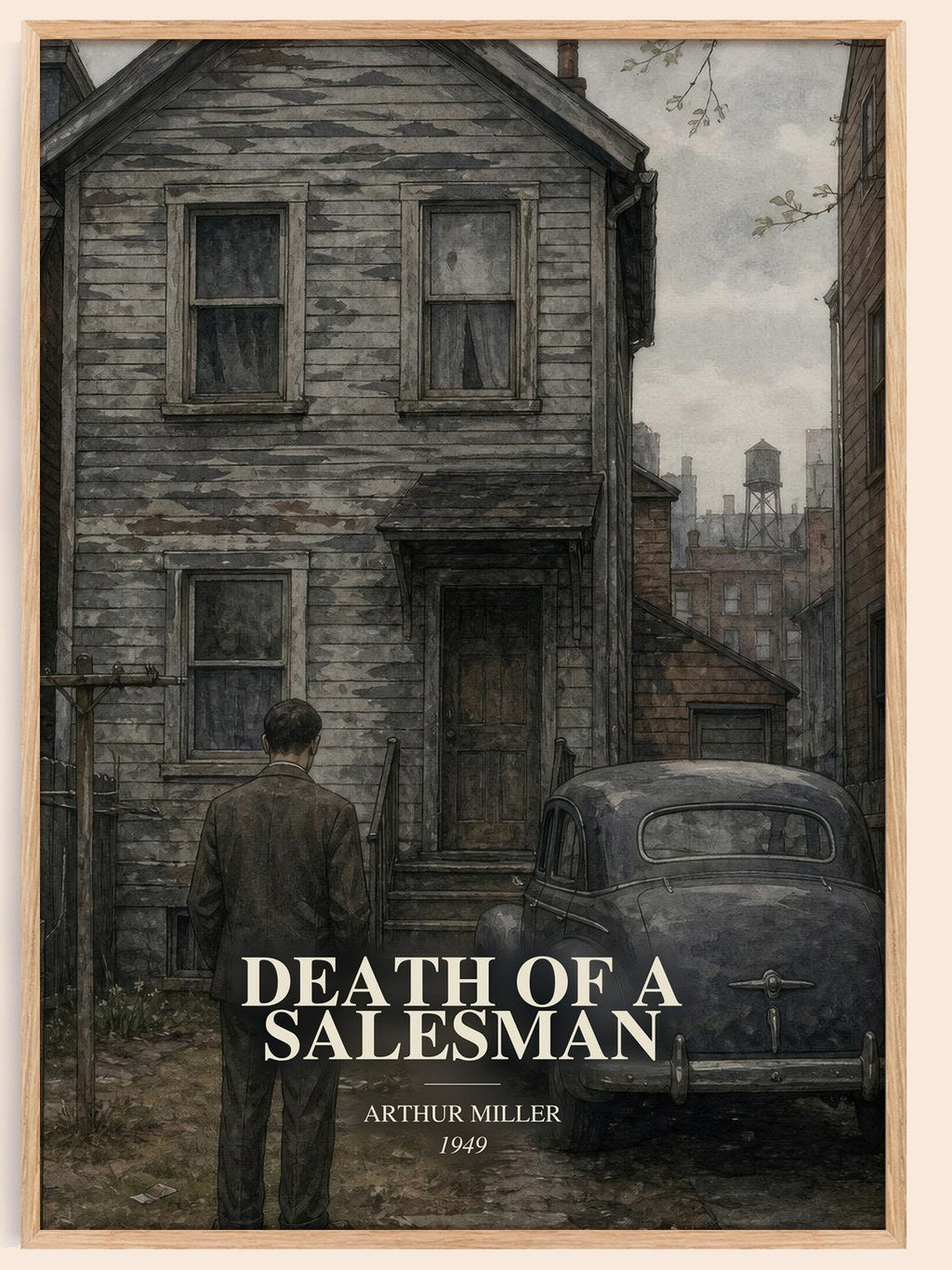 Death of a Salesman watercolour book poster by Arthur Miller – framed literary art print