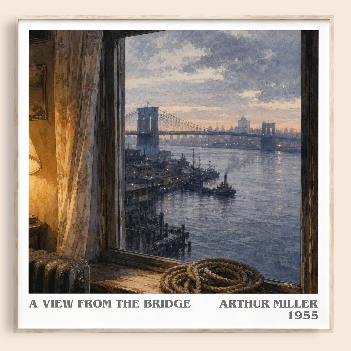 A View from the Bridge literary book poster by Arthur Miller – framed literary art print