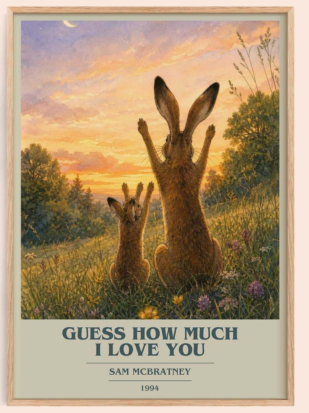 Guess How Much I Love You book cover book poster by Sam McBratney – framed literary art print
