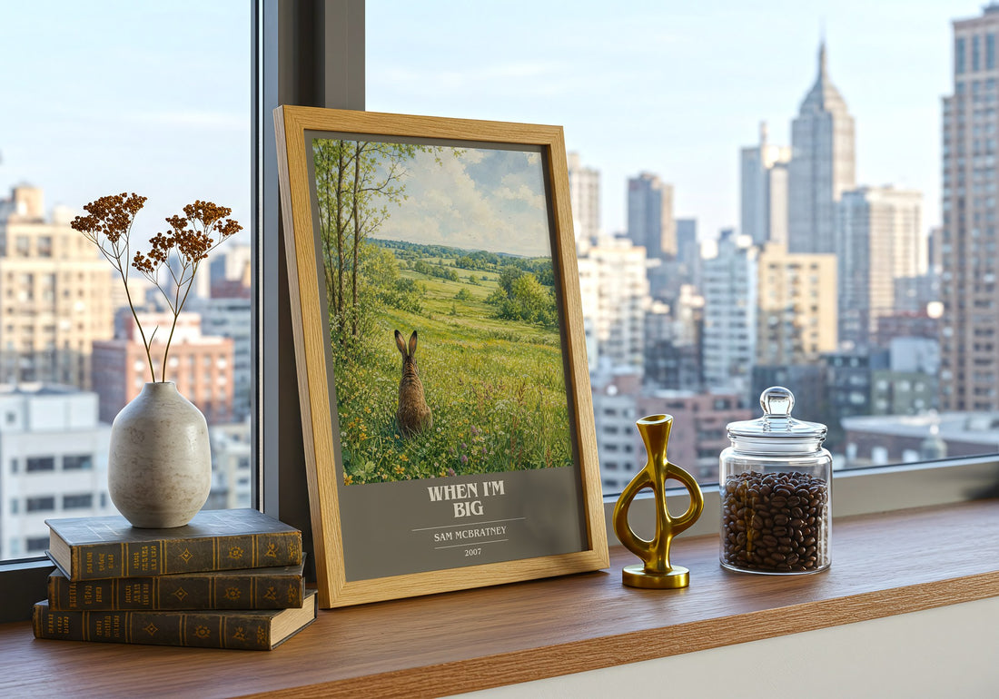 When I'm big book cover print framed by window – literary home decor