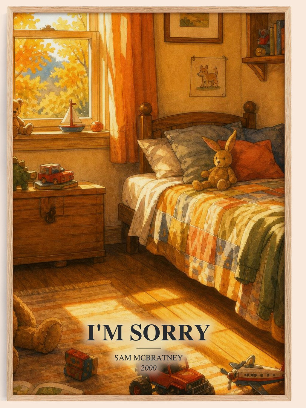 I'm Sorry watercolour book poster by Sam McBratney – framed literary art print