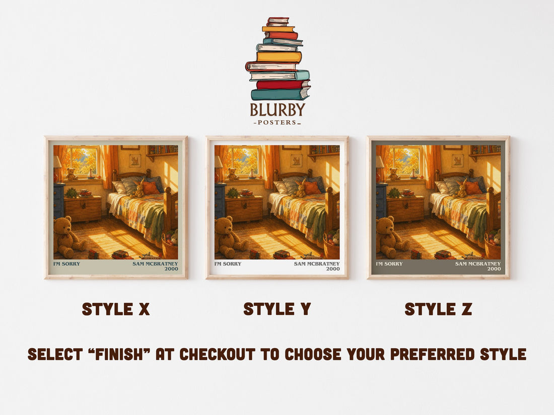 I'm Sorry literary print in frame leaning in hallway – childrens wall art (mockup)