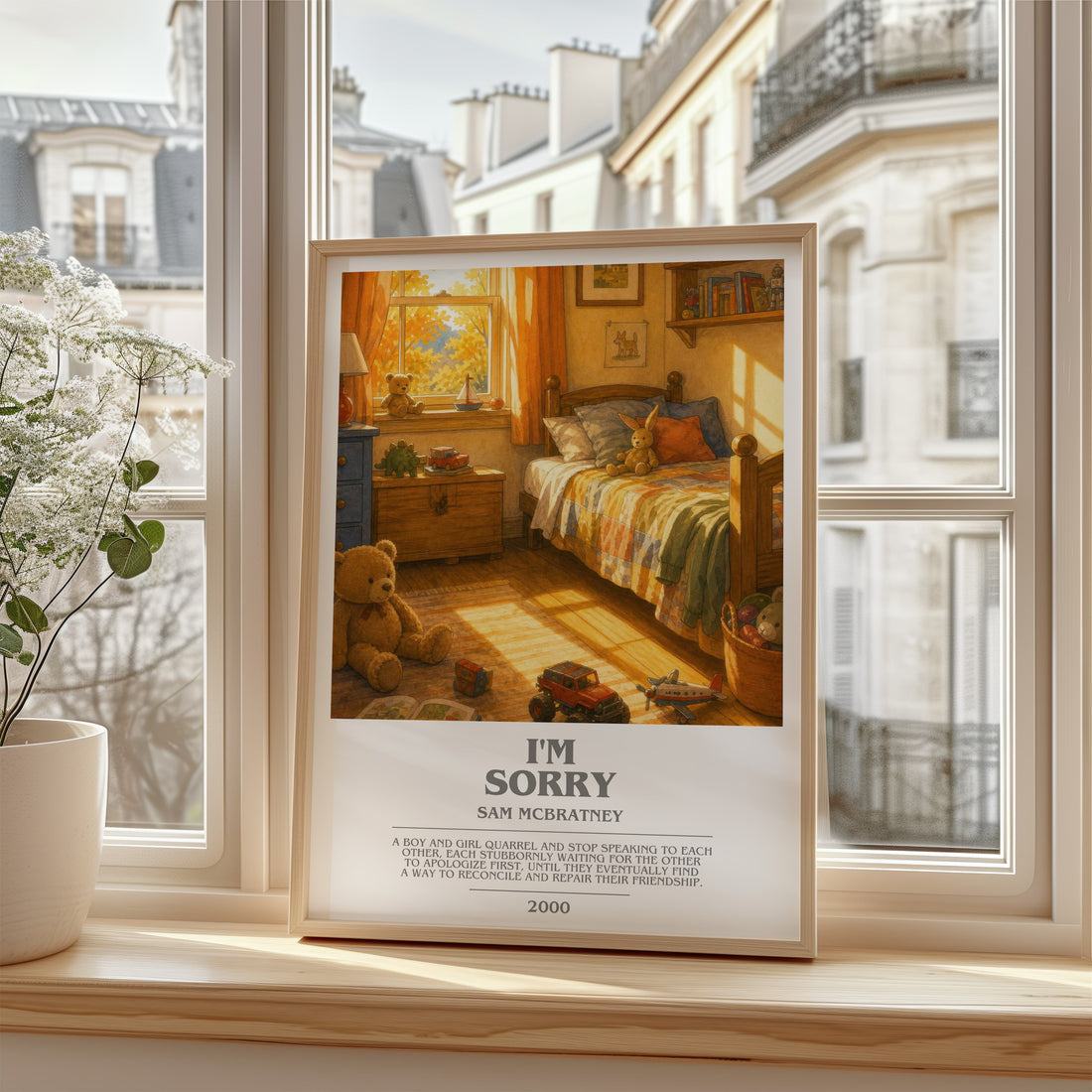 I'm Sorry bookish poster colour and style options – Sam McBratney book art