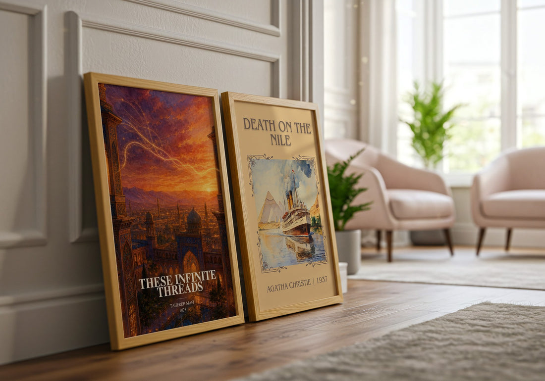 These Infinite Threads watercolour print framed by window – literary home decor