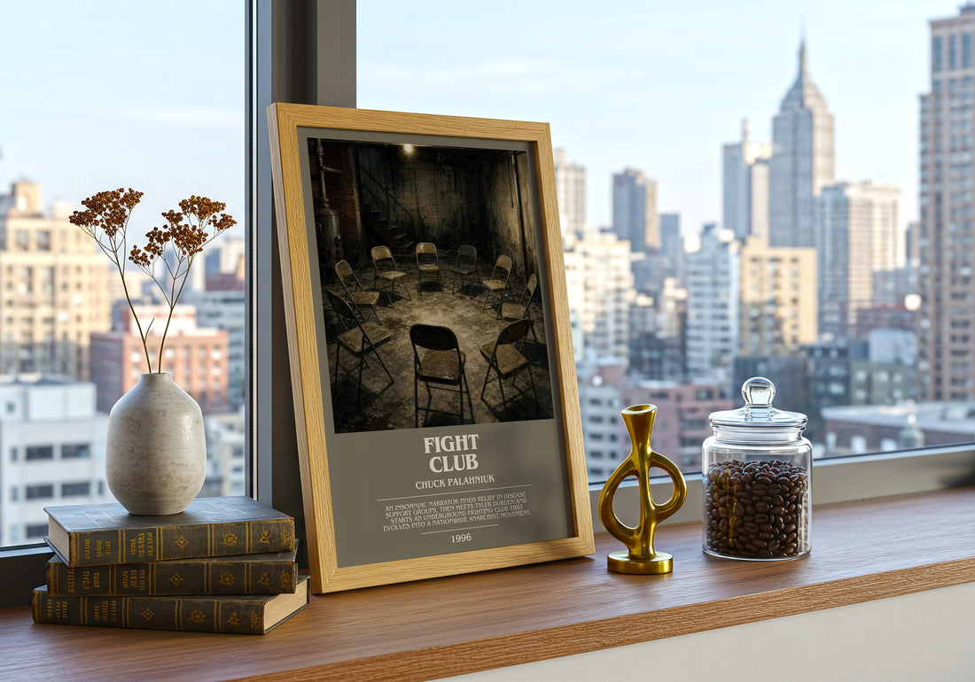 Fight Club bookish print framed by window – literary home decor