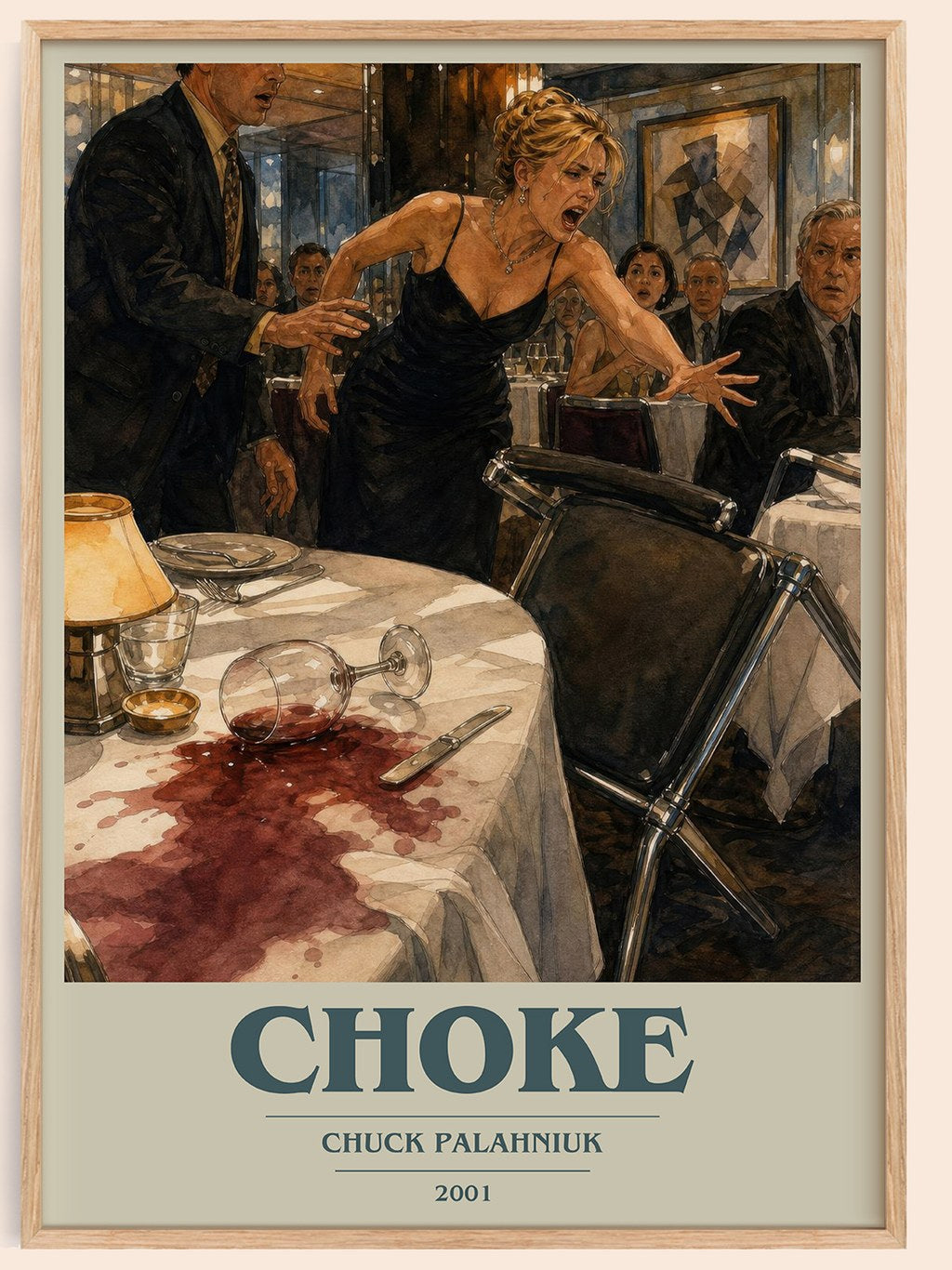 Choke book cover book poster by Chuck Palahniuk – framed literary art print