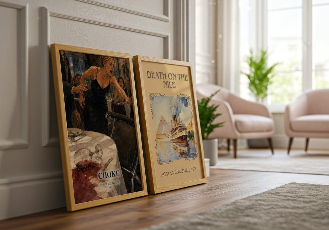 Choke watercolour print framed by window – literary home decor