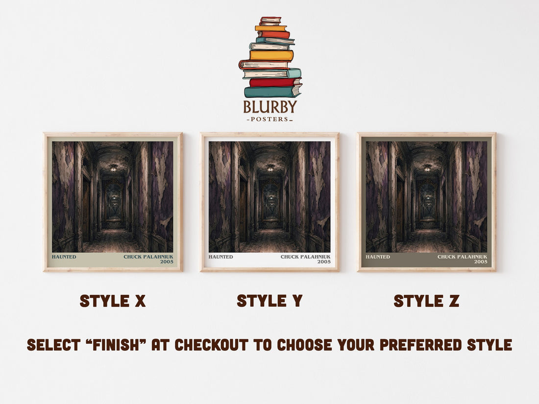 Haunted literary print in frame leaning in hallway – horror wall art (mockup)