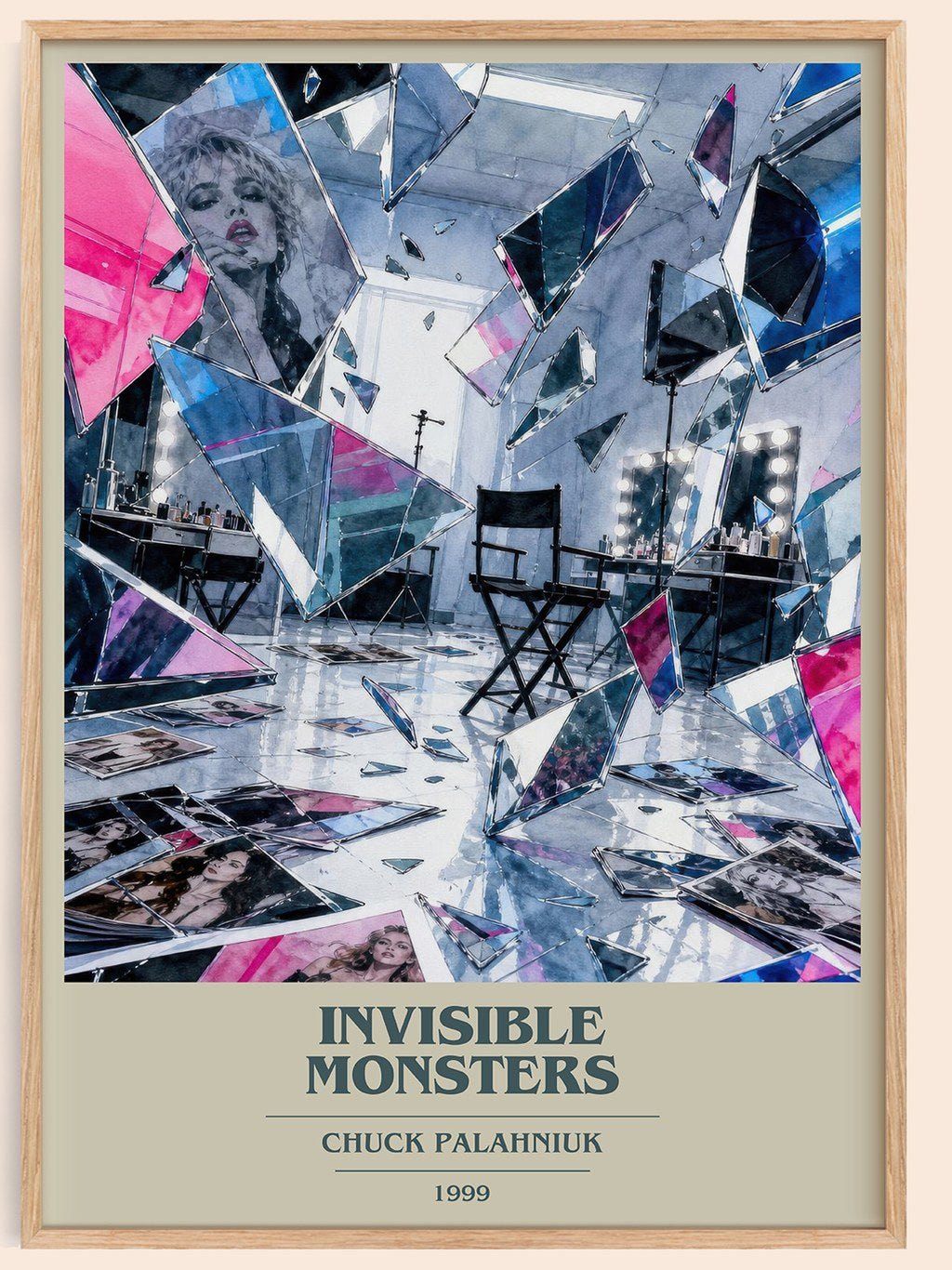 Invisible Monsters book cover book poster by Chuck Palahniuk – framed literary art print