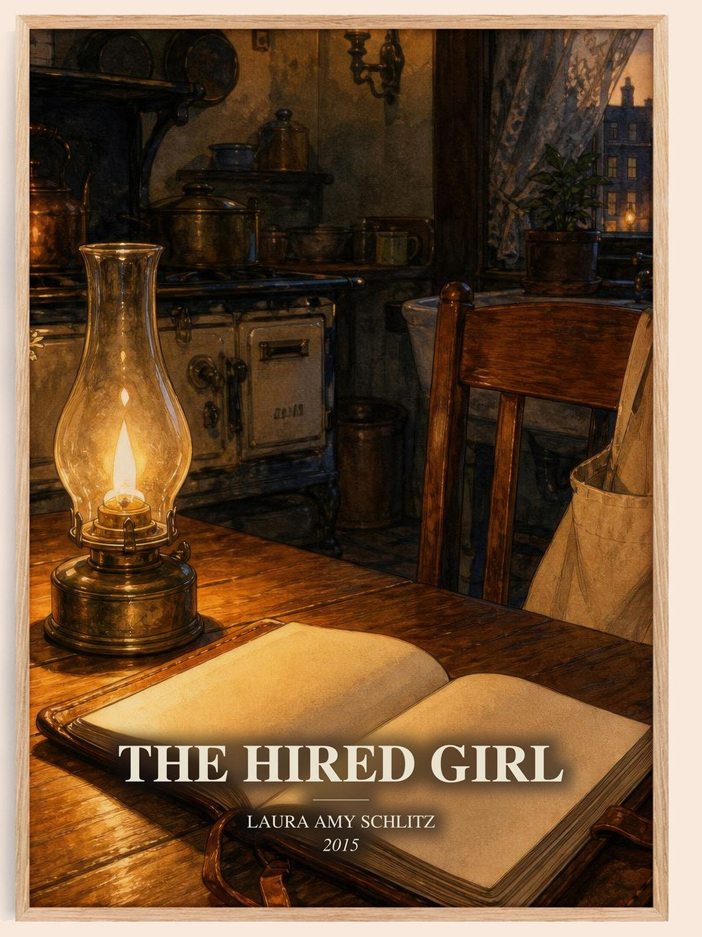 The Hired Girl watercolour book poster by Laura Amy Schlitz – framed literary art print
