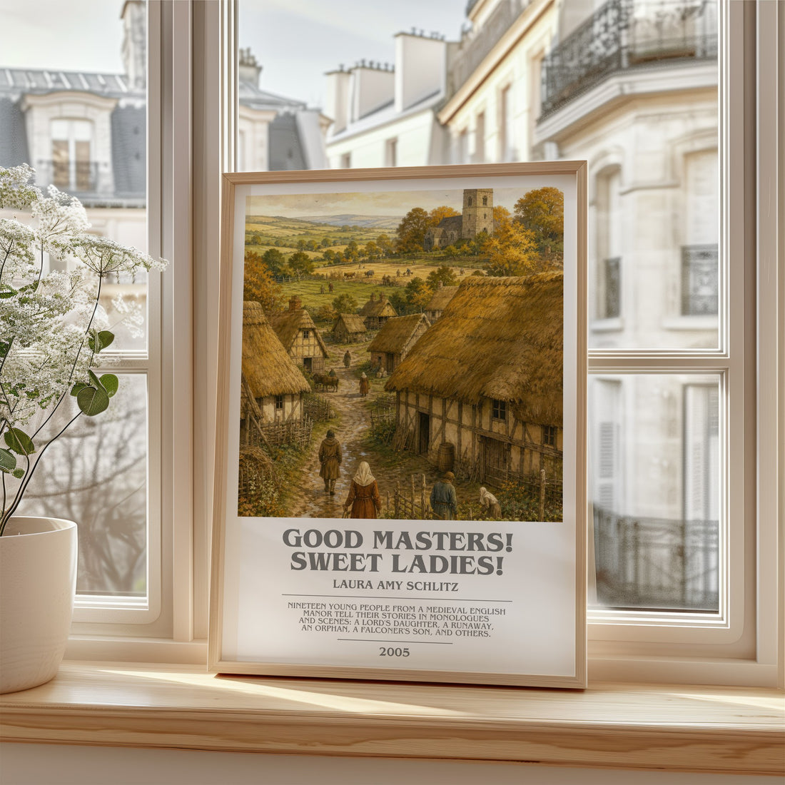 Good Masters! Sweet Ladies! bookish poster colour and style options – Laura Amy Schlitz book art