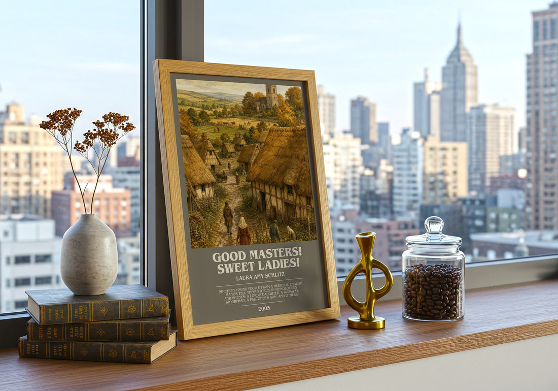 Good Masters! Sweet Ladies! bookish print framed by window – literary home decor