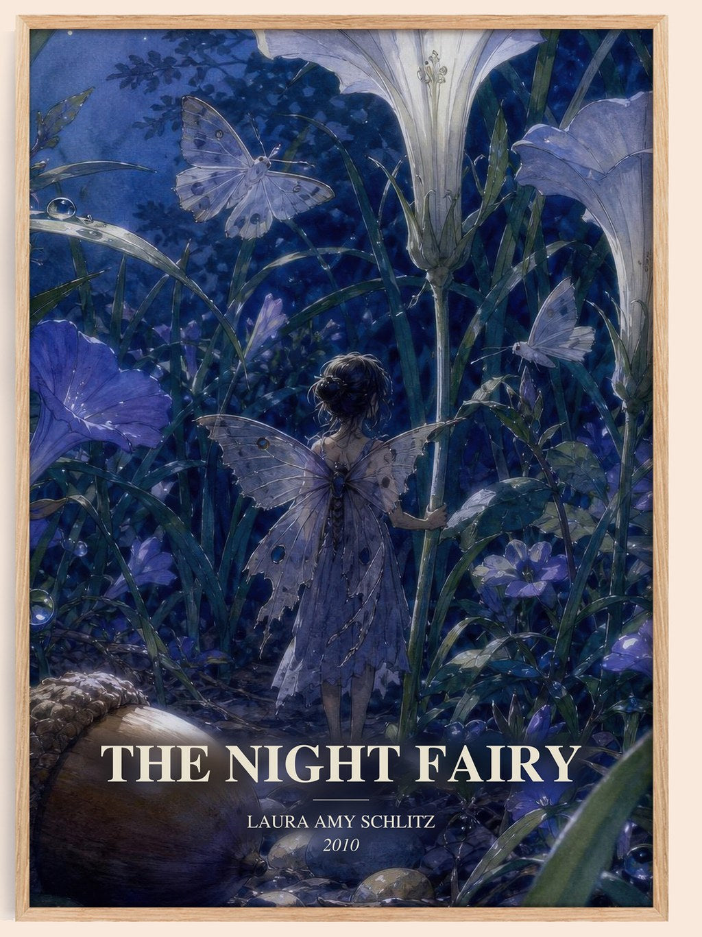 The Night Fairy watercolour book poster by Laura Amy Schlitz – framed literary art print