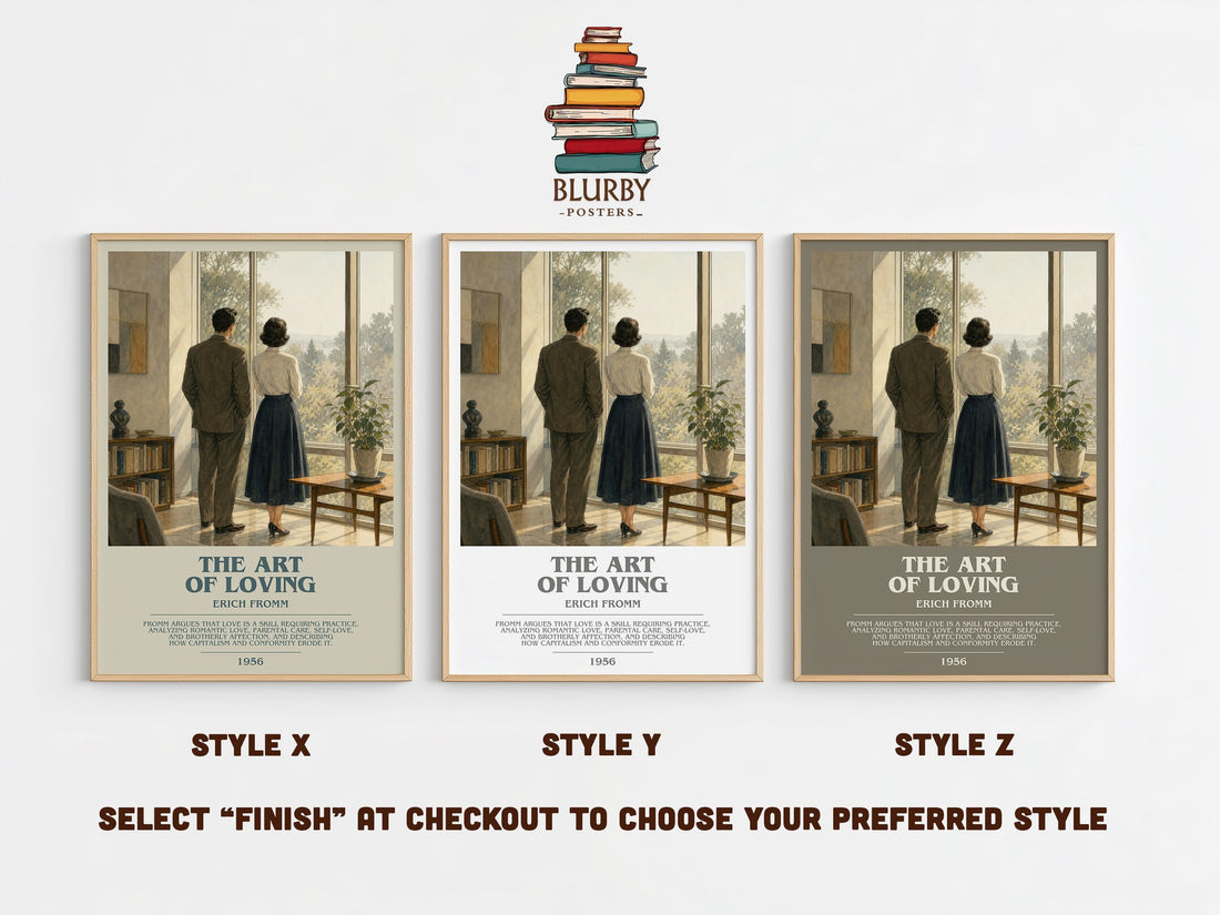 The Art of Loving bookish print in frame leaning in hallway – philosophy wall art (mockup)