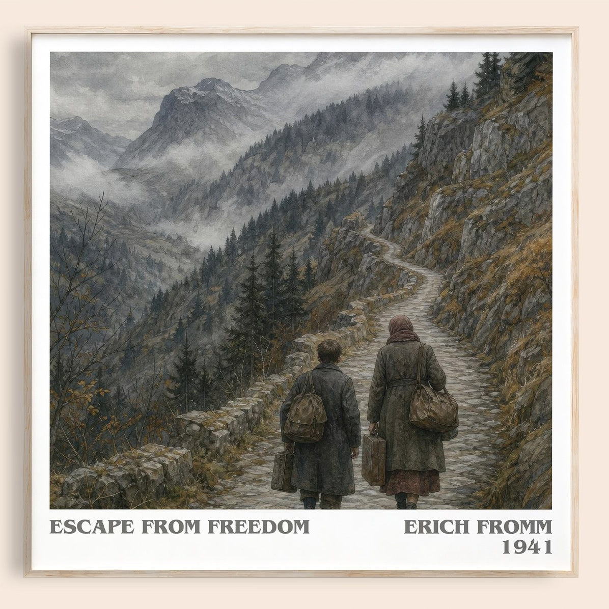 Escape from Freedom literary book poster by Erich Fromm – framed literary art print