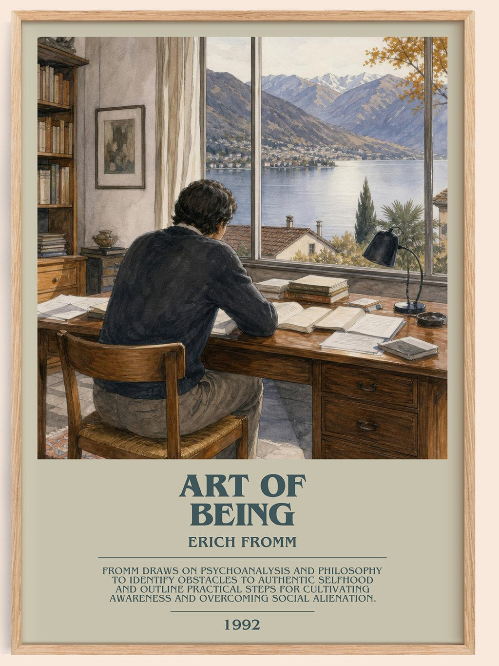 Art of Being bookish book poster by Erich Fromm – framed literary art print