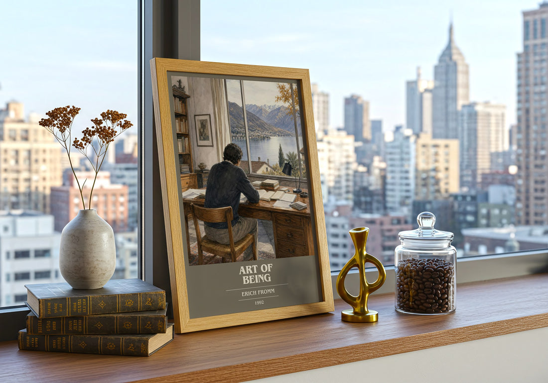 Art of Being book cover print framed by window – literary home decor