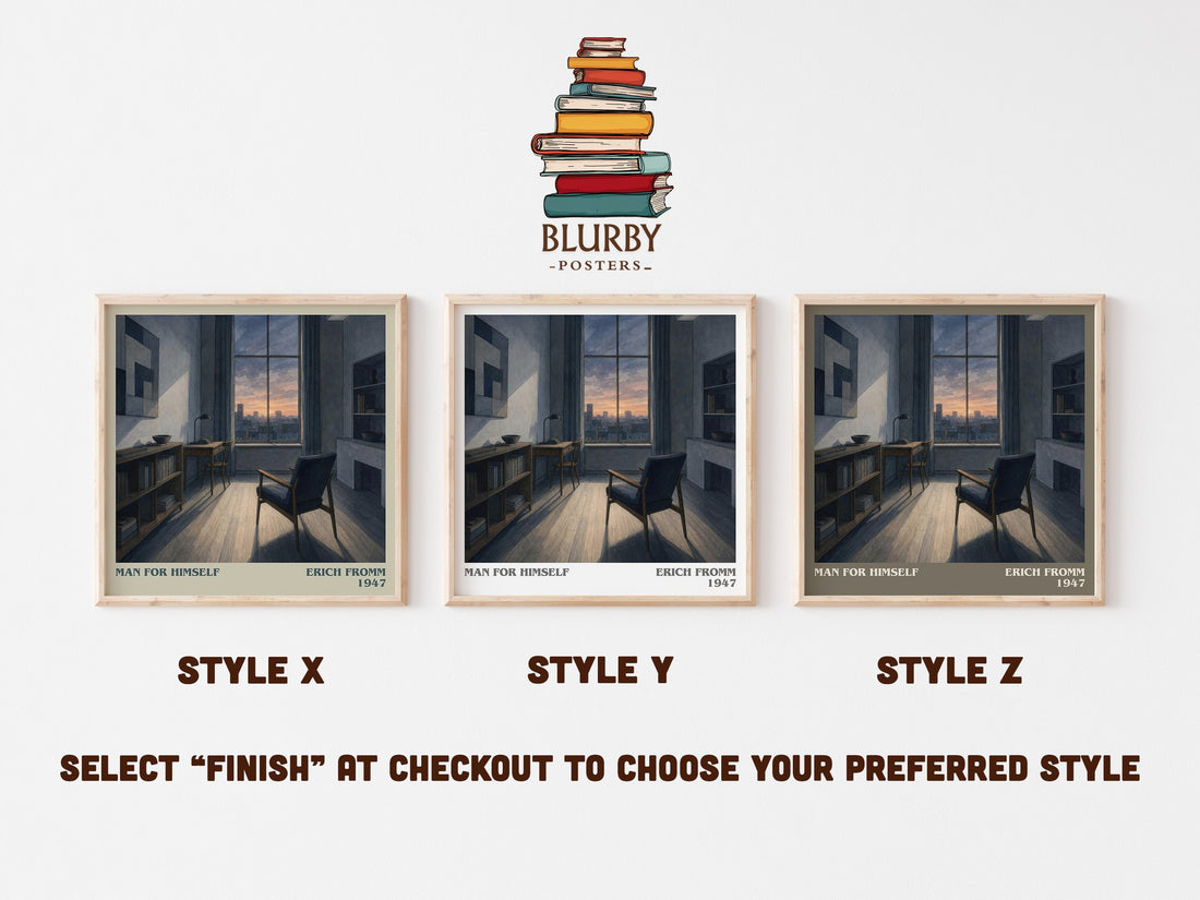 Man for Himself literary print in frame leaning in hallway – philosophy wall art (mockup)