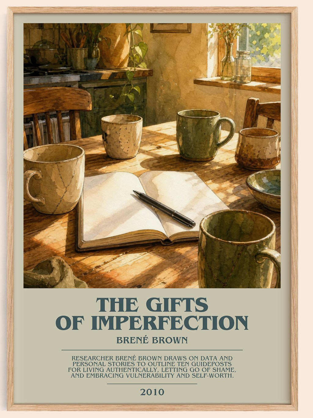 The Gifts of Imperfection bookish book poster by Brené Brown – framed literary art print