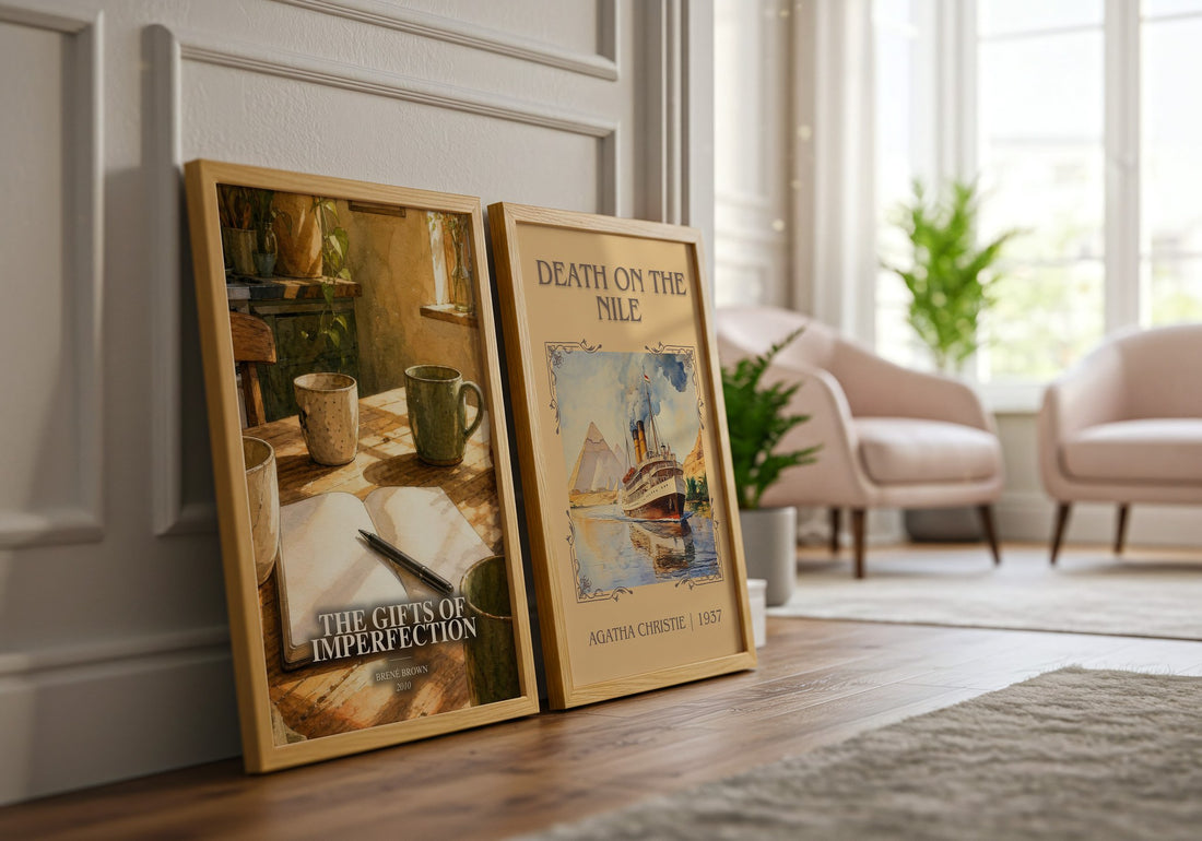 The Gifts of Imperfection watercolour print framed by window – literary home decor