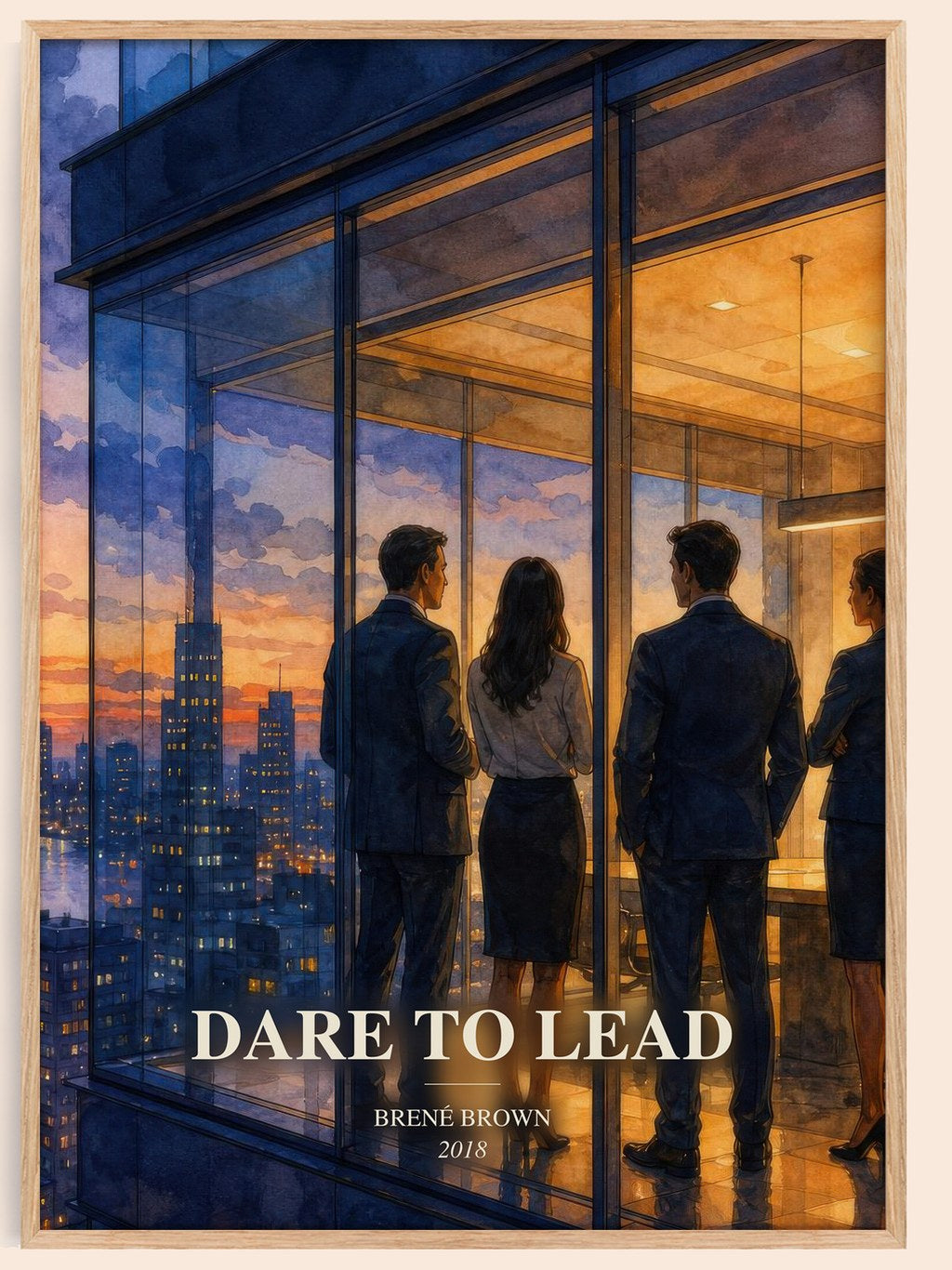 Dare to lead watercolour book poster by Brené Brown – framed literary art print