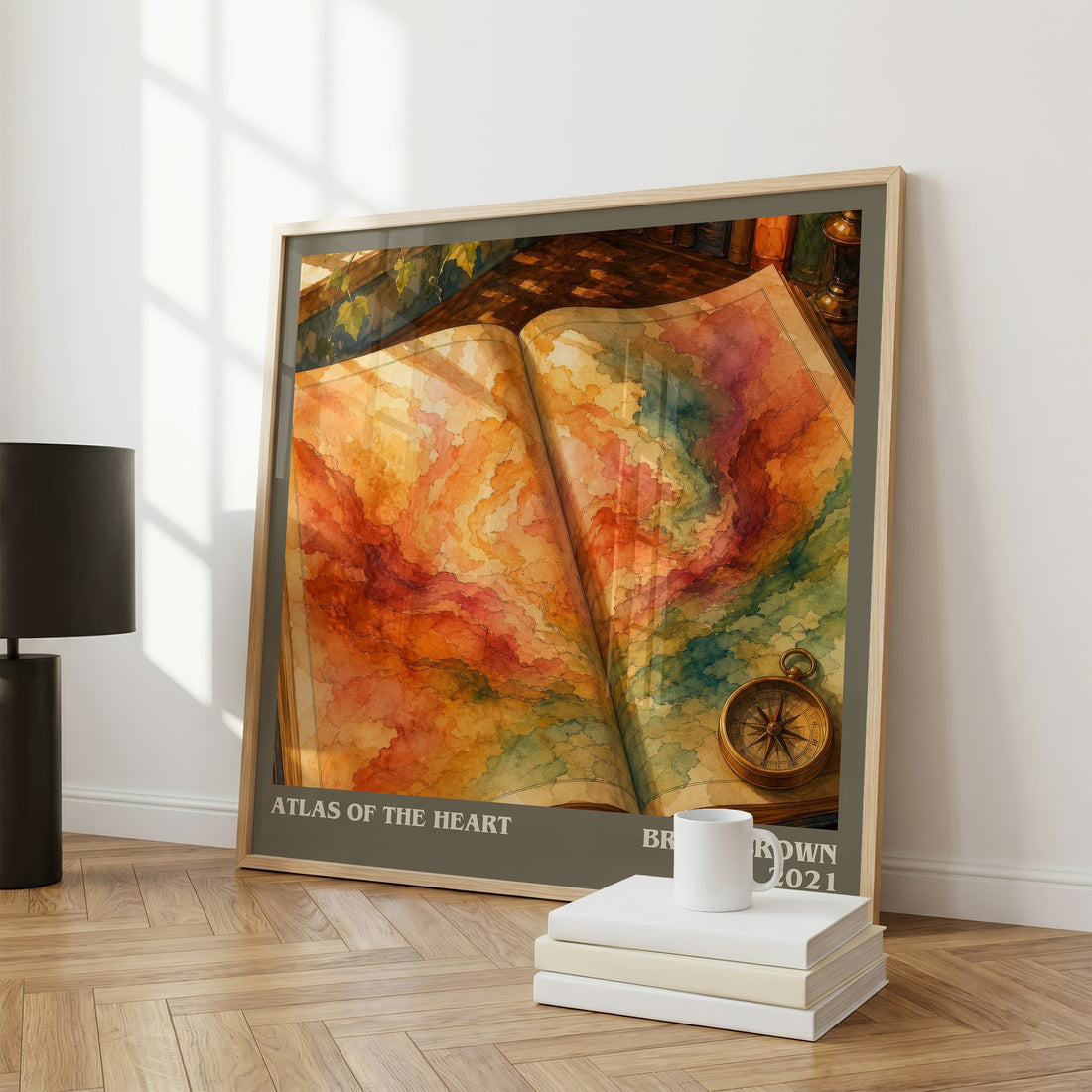 Atlas of the Heart literary print framed by window – literary home decor