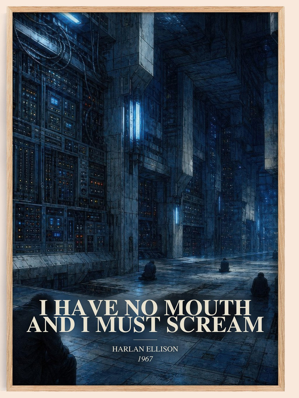 I Have No Mouth and I Must Scream watercolour book poster by Harlan Ellison – framed literary art print