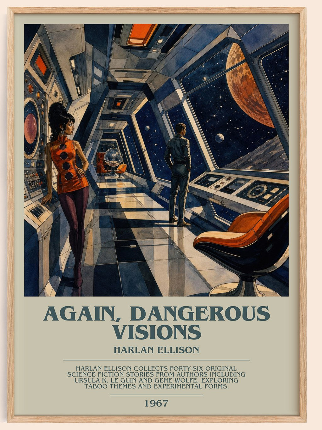 Again, Dangerous Visions bookish book poster by Harlan Ellison – framed literary art print