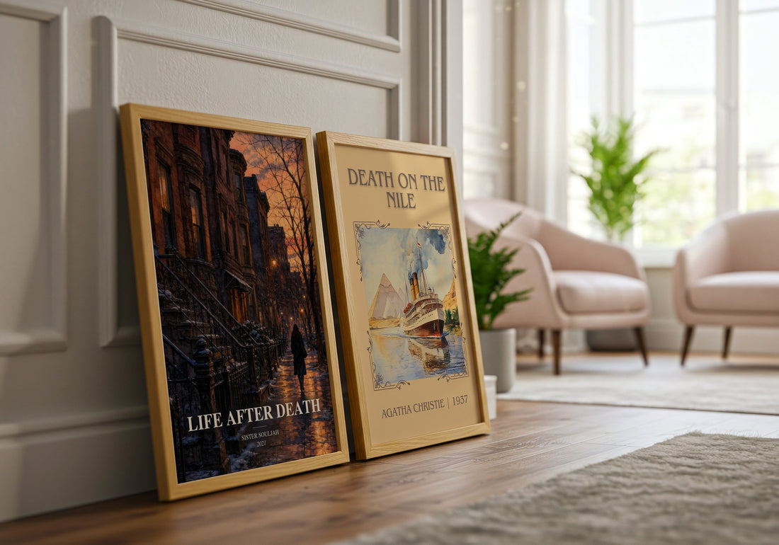Life After Death watercolour print framed by window – literary home decor