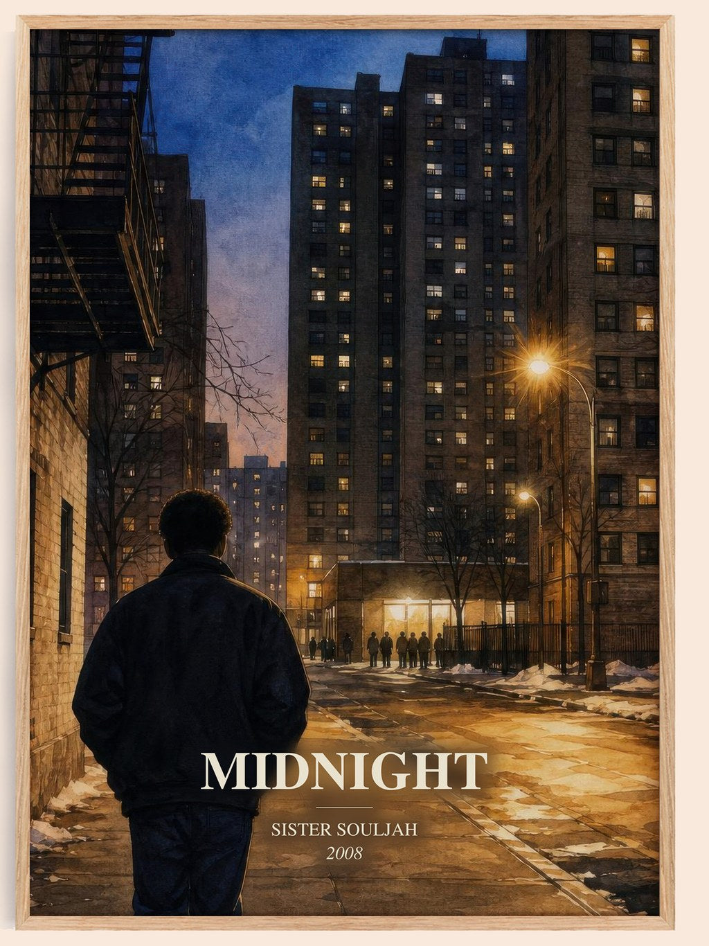 Midnight watercolour book poster by Sister Souljah – framed literary art print