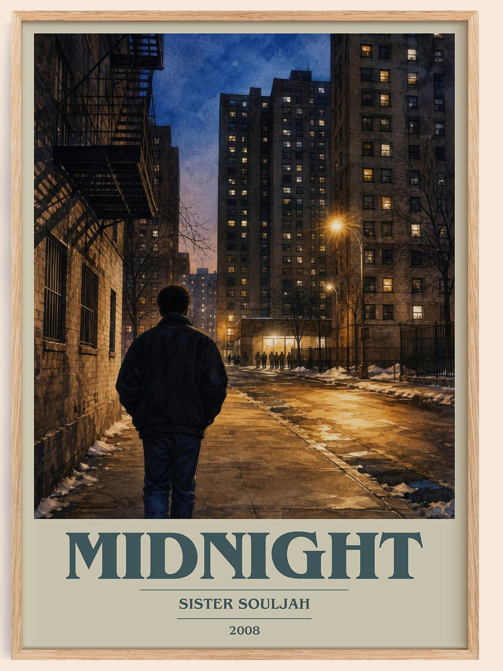 Midnight book cover book poster by Sister Souljah – framed literary art print