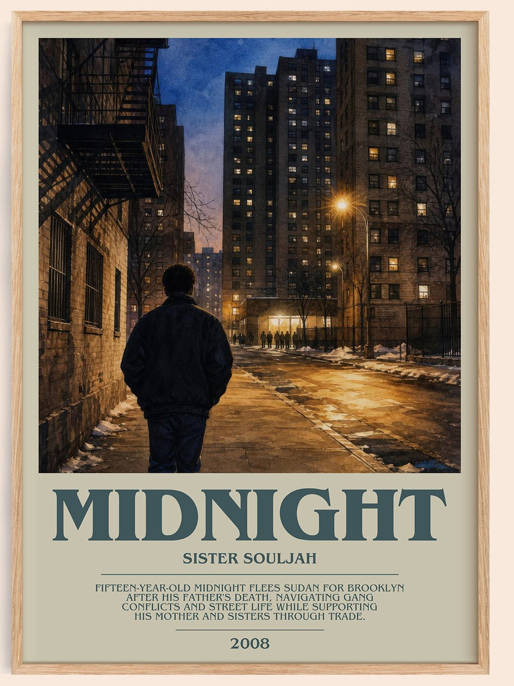 Midnight bookish book poster by Sister Souljah – framed literary art print