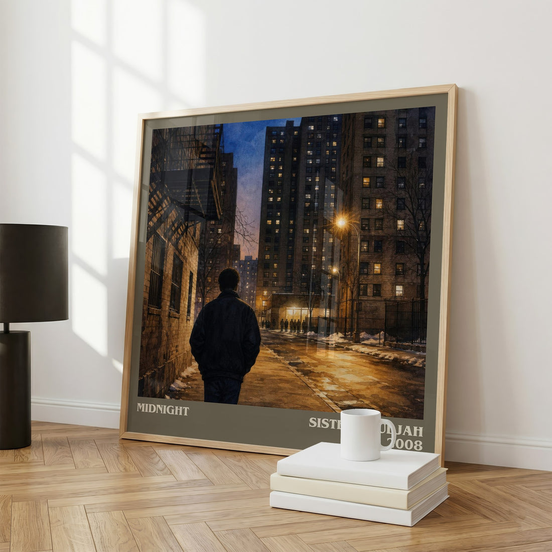 Midnight literary print framed by window – literary home decor
