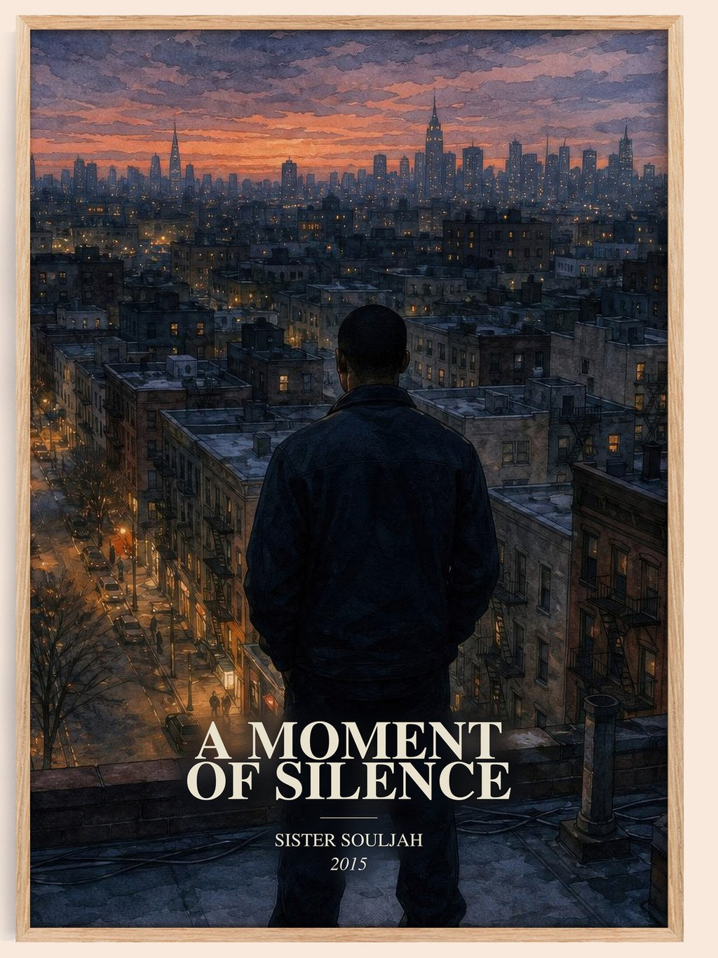 A moment of silence watercolour book poster by Sister Souljah – framed literary art print