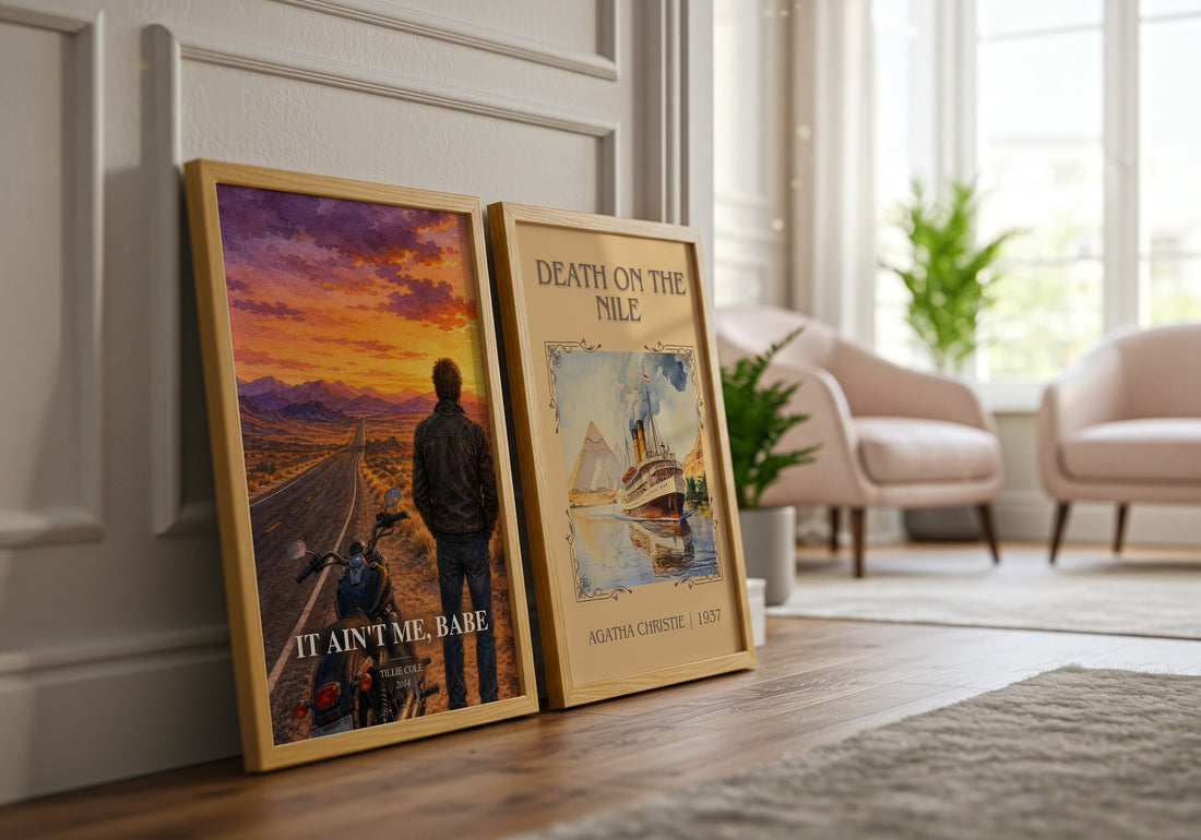 It Ain't Me, Babe watercolour print framed by window – literary home decor