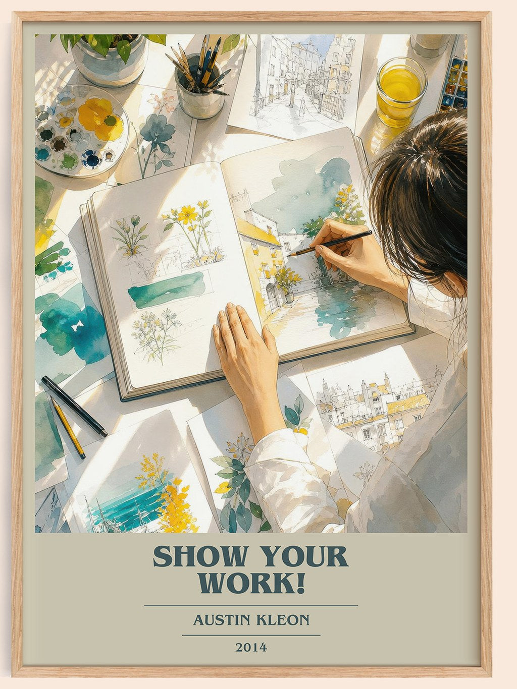 Show Your Work! book cover book poster by Austin Kleon – framed literary art print