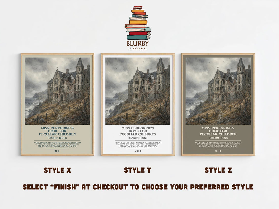 Miss Peregrine's Home for Peculiar Children bookish print in frame leaning in hallway – fantasy wall art (mockup)