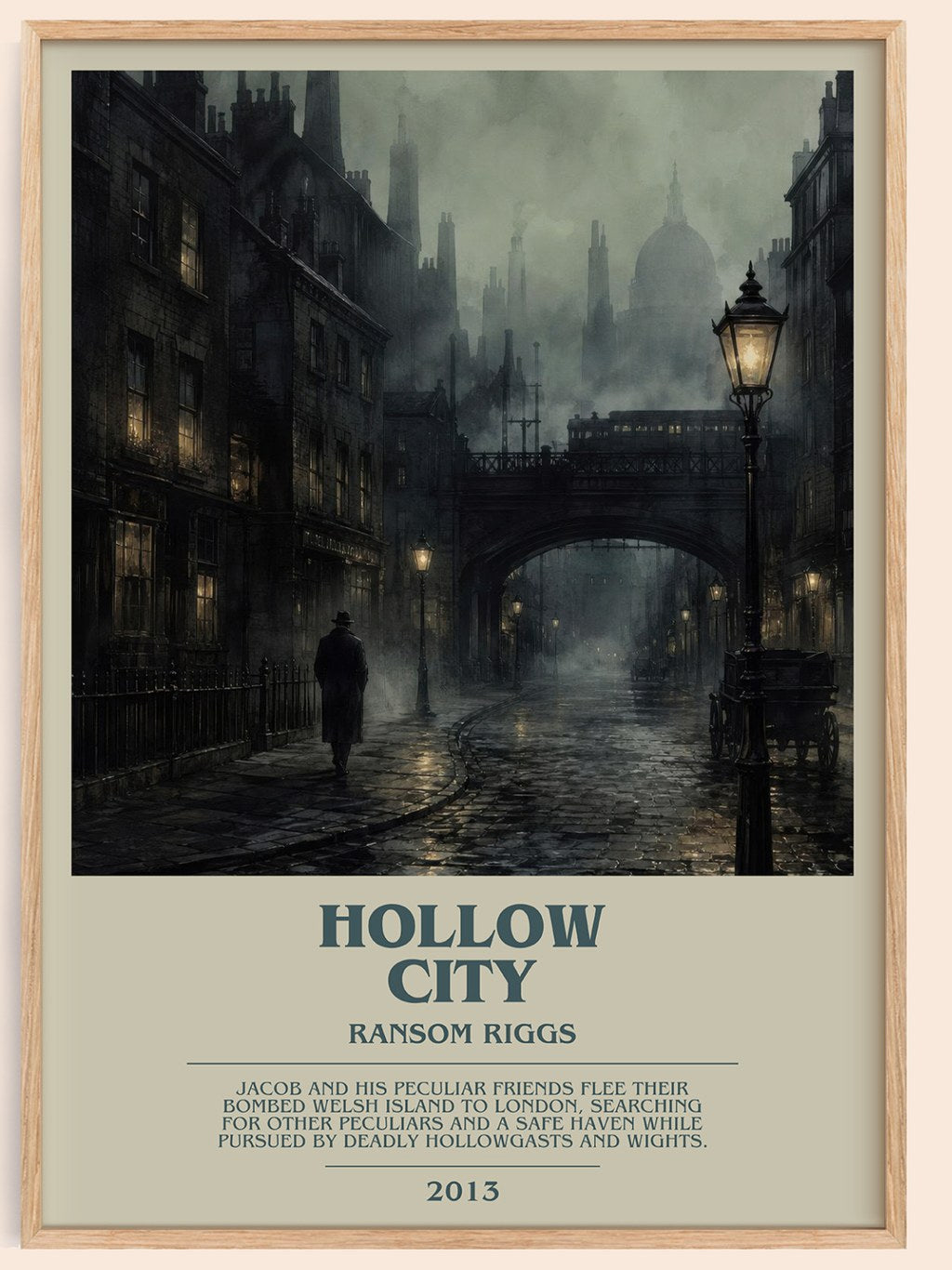 Hollow City bookish book poster by Ransom Riggs – framed literary art print