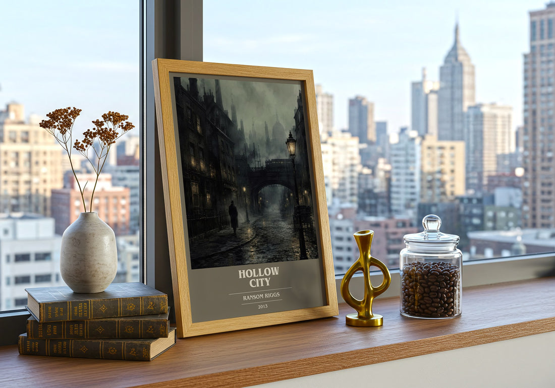 Hollow City book cover print framed by window – literary home decor