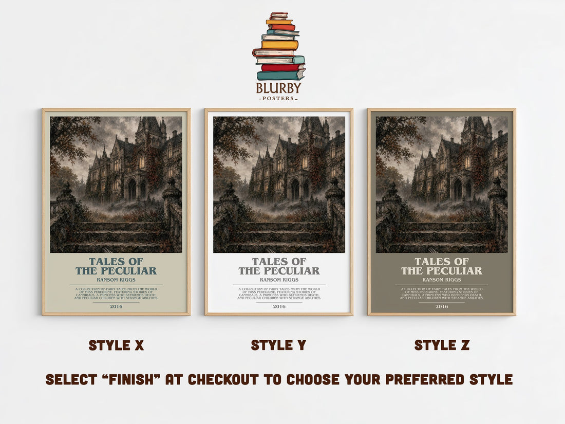 Tales of the Peculiar bookish print in frame leaning in hallway – fantasy wall art (mockup)