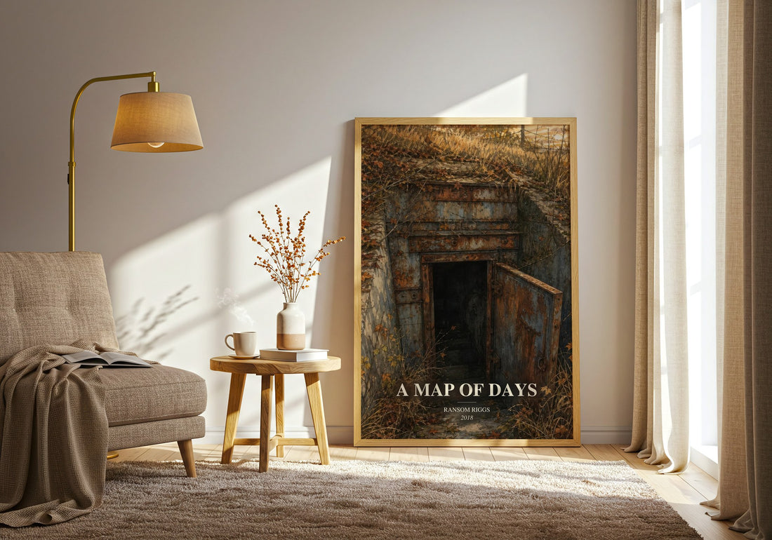 A Map of Days watercolour print in frame leaning in hallway – young adult wall art