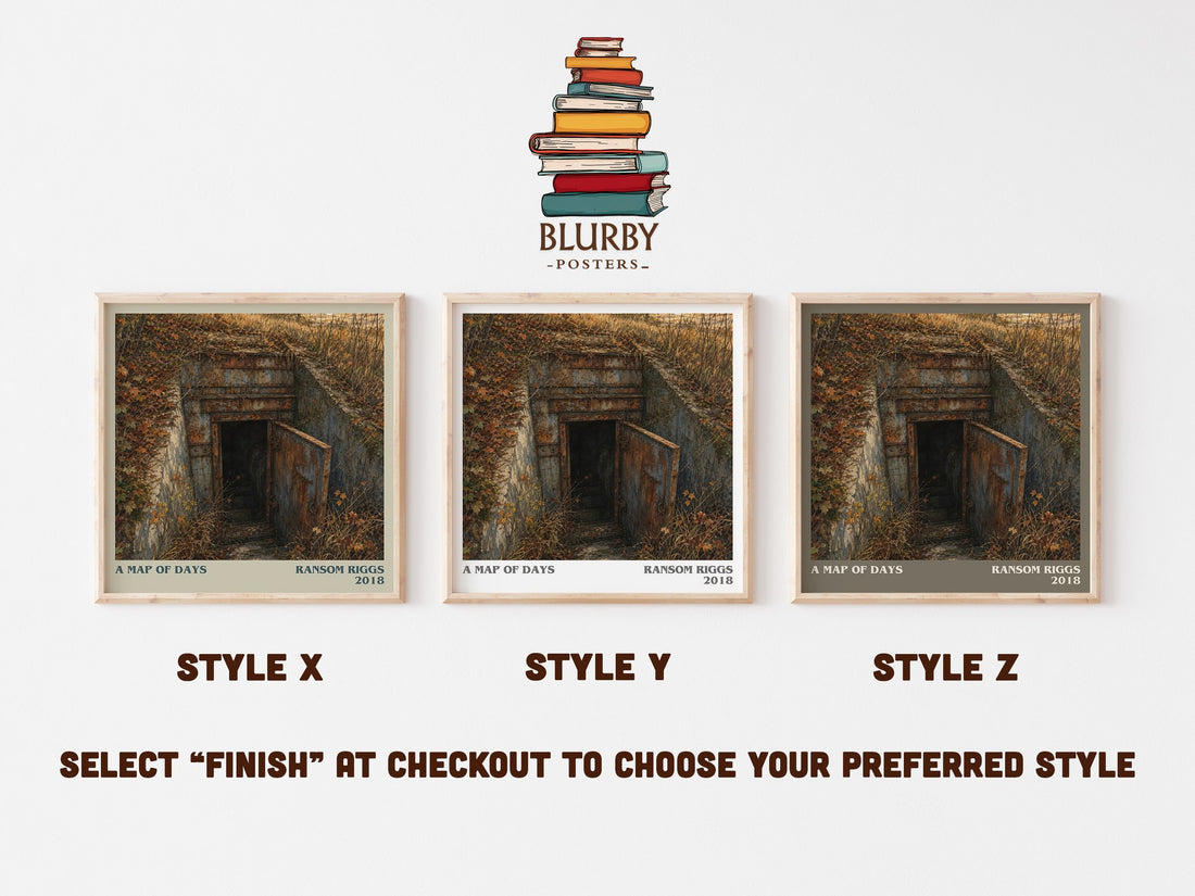 A Map of Days literary print in frame leaning in hallway – young adult wall art (mockup)