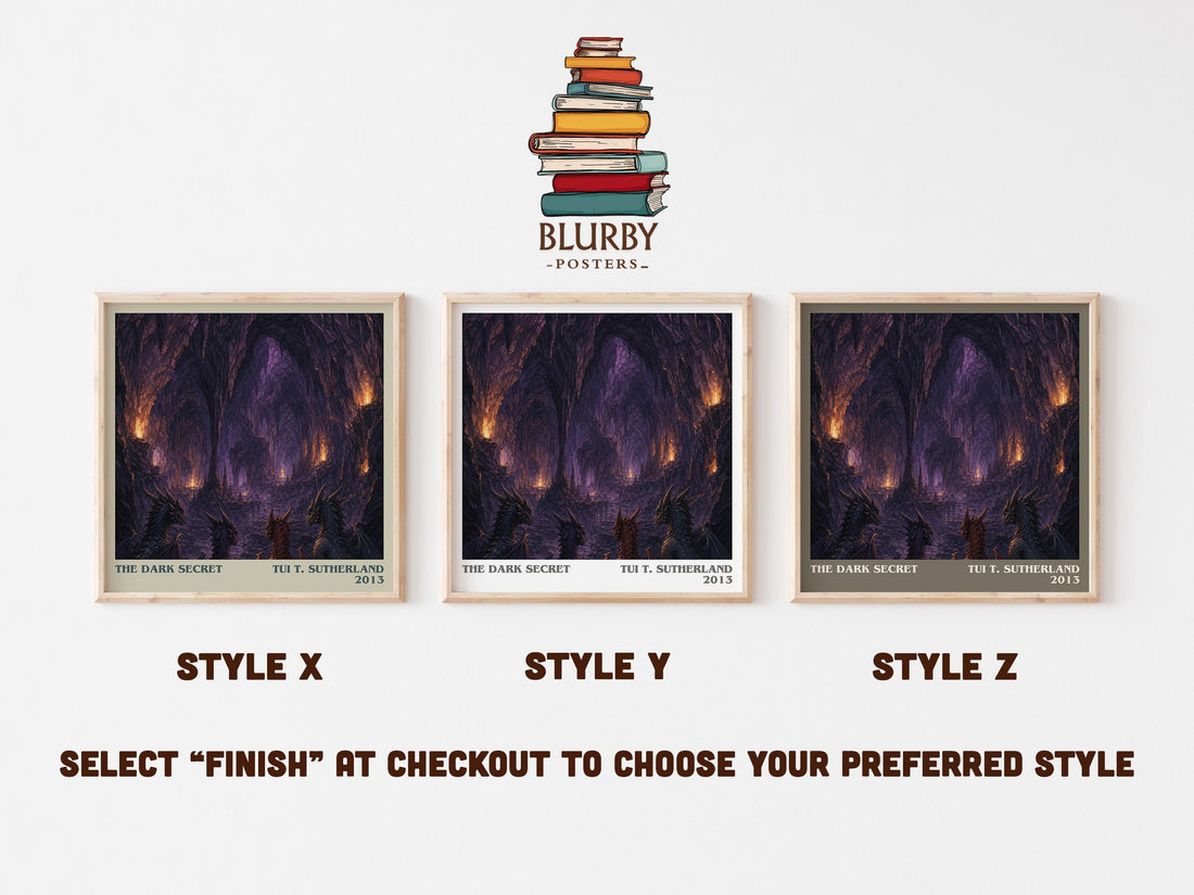 The Dark Secret literary print in frame leaning in hallway – fantasy wall art (mockup)