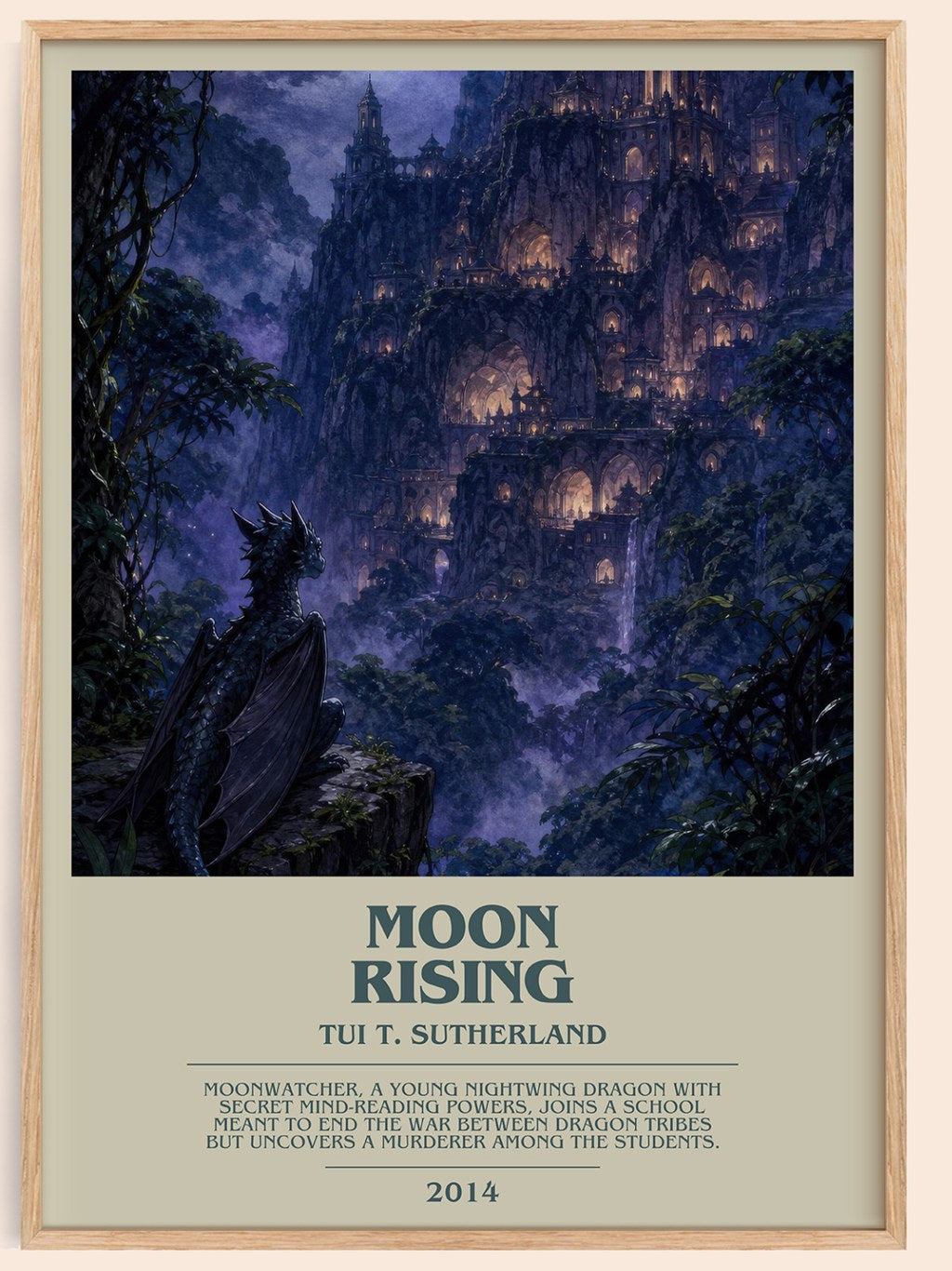 Moon Rising bookish book poster by Tui T. Sutherland – framed literary art print