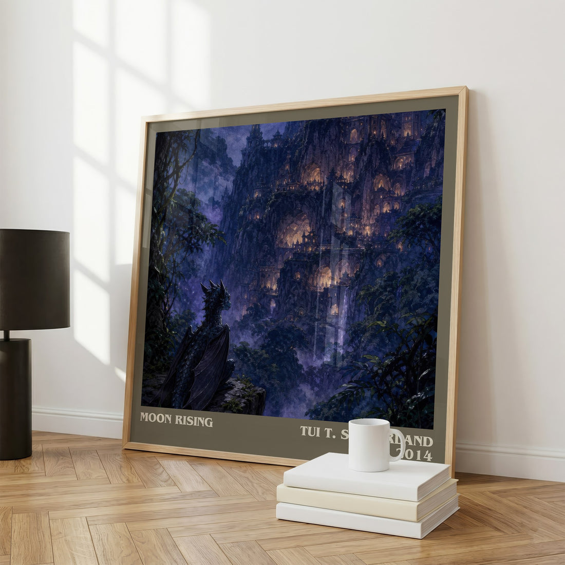 Moon Rising literary print framed by window – literary home decor
