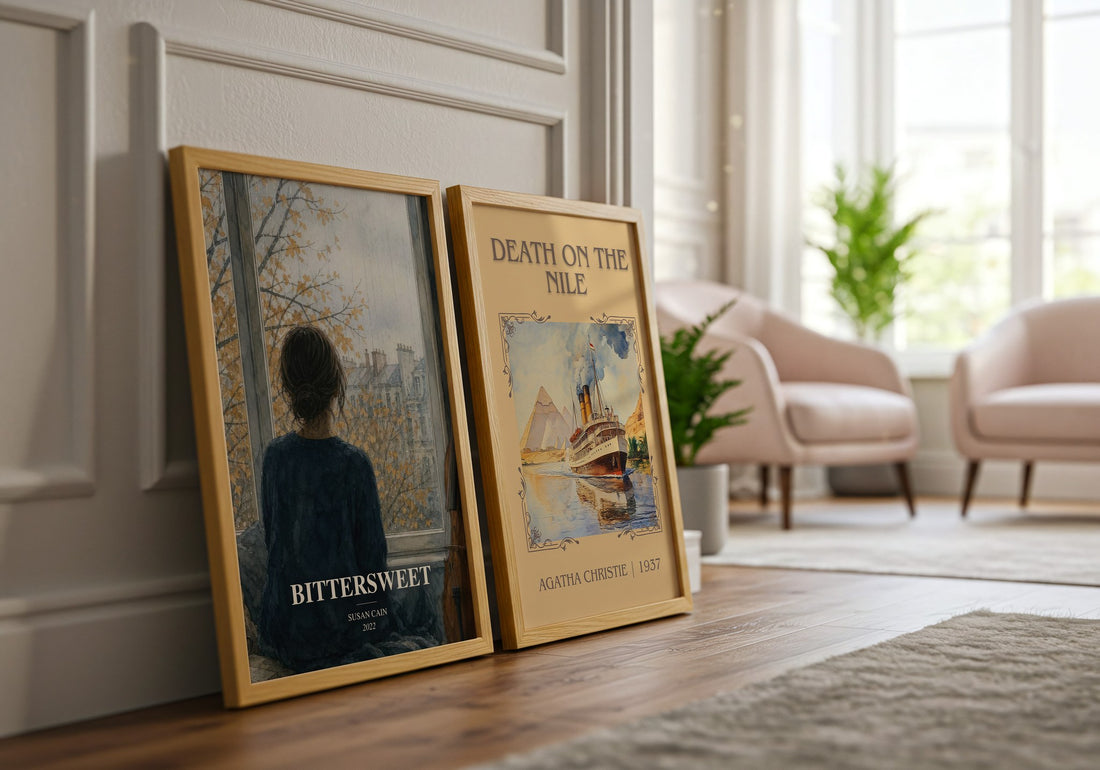 Bittersweet watercolour print framed by window – literary home decor
