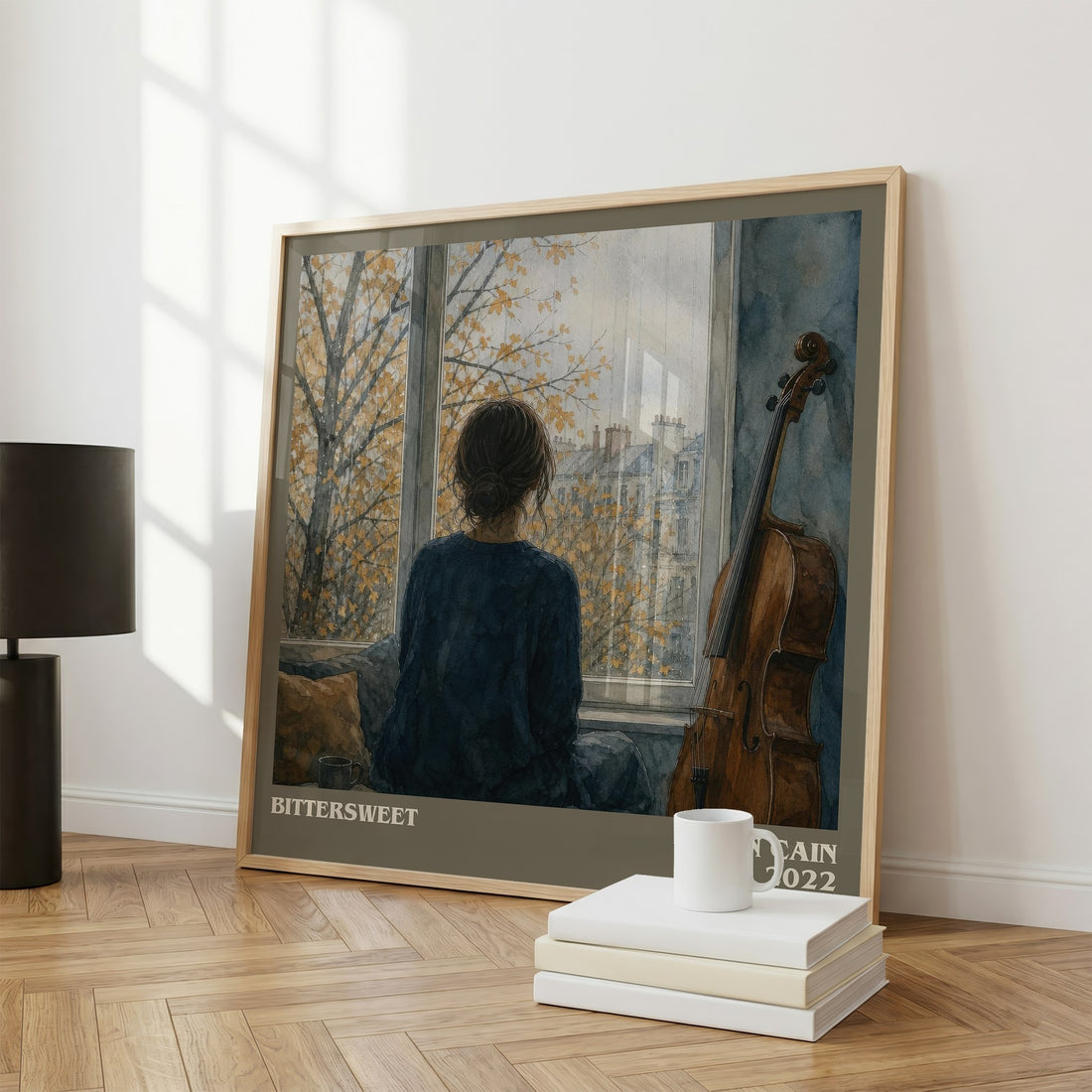 Bittersweet literary print framed by window – literary home decor