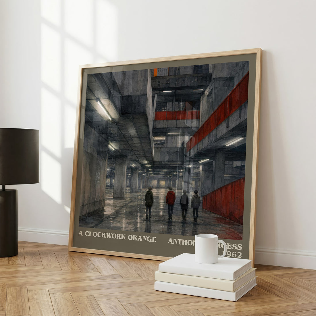 A Clockwork Orange literary print framed by window – literary home decor