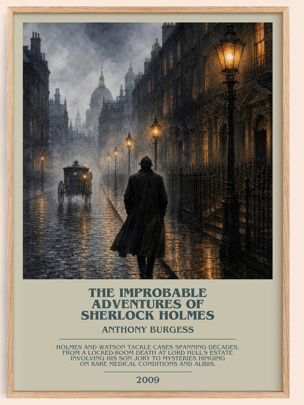 The Improbable Adventures of Sherlock Holmes bookish book poster by Anthony Burgess – framed literary art print