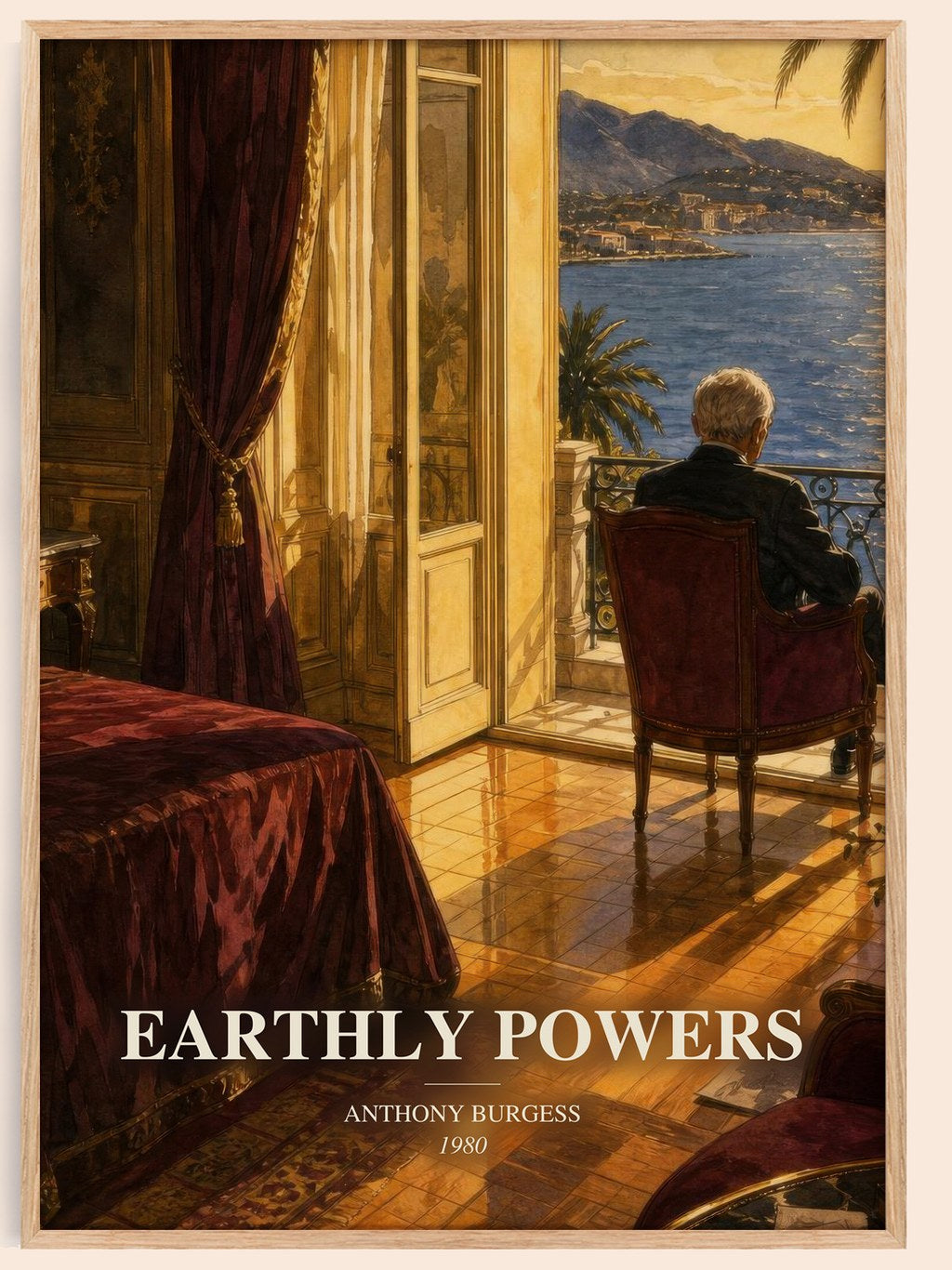 Earthly Powers watercolour book poster by Anthony Burgess – framed literary art print